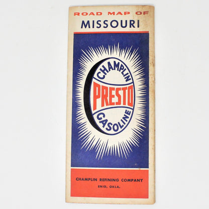 Road Map, Champlin Presto Gasoline, Rand McNally, Missouri, Vintage 1948