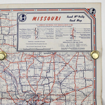 Road Map, Champlin Presto Gasoline, Rand McNally, Missouri, Vintage 1948