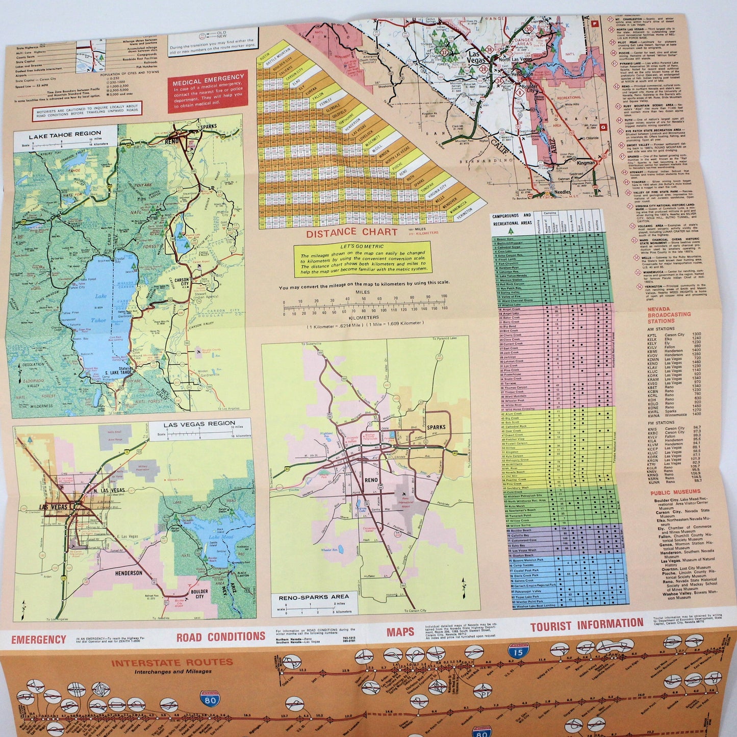 Road Map, Nevada Highways 1978-79, Bookwood Motel, Vintage