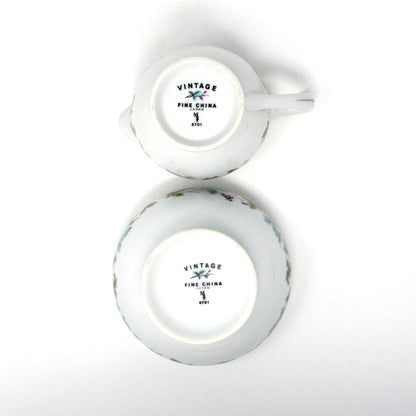 Creamer & Sugar with Lid, Fine China of Japan, Vintage 6701, Vintage