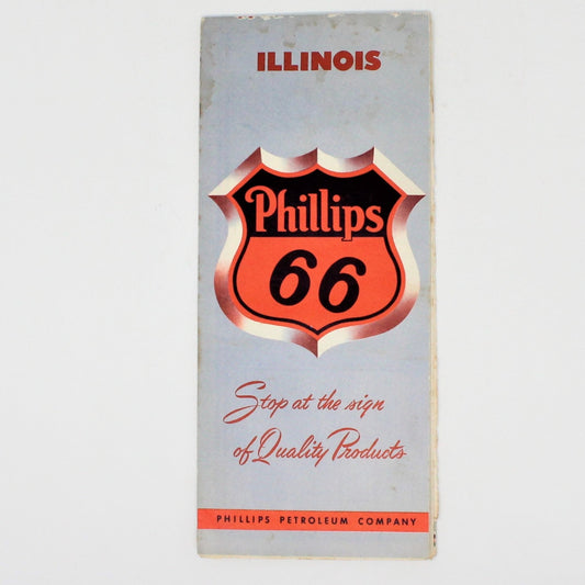 Road Map, Phillips 66, H M Gousha, Illinois, Vintage 1954