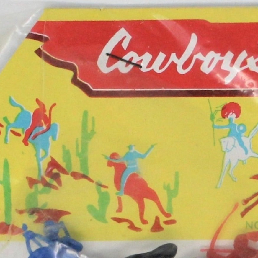 Figures, Western Cowboys & Indians Plastic, Set of 6, NOS, Vintage
