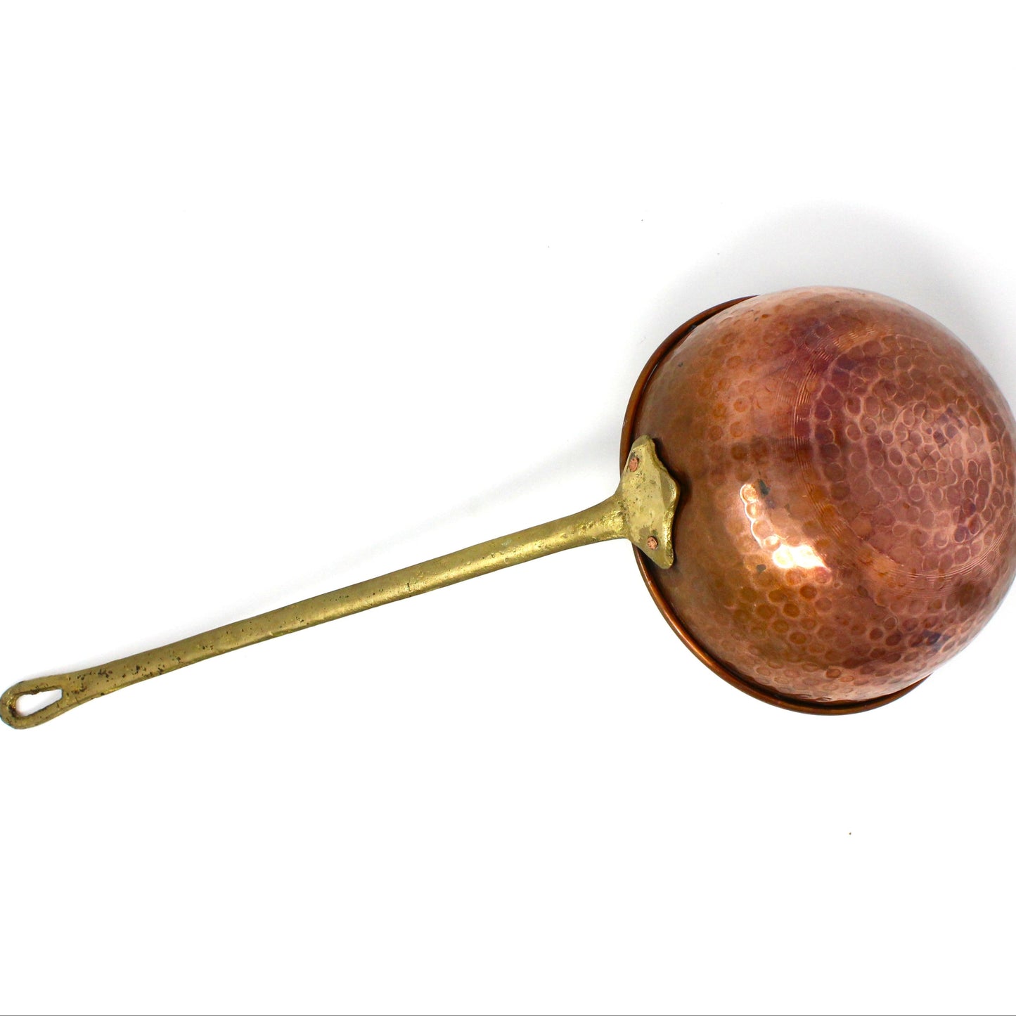 Ladle, Large Hammered Copper and Riveted Brass Handle, Vintage 19.5"