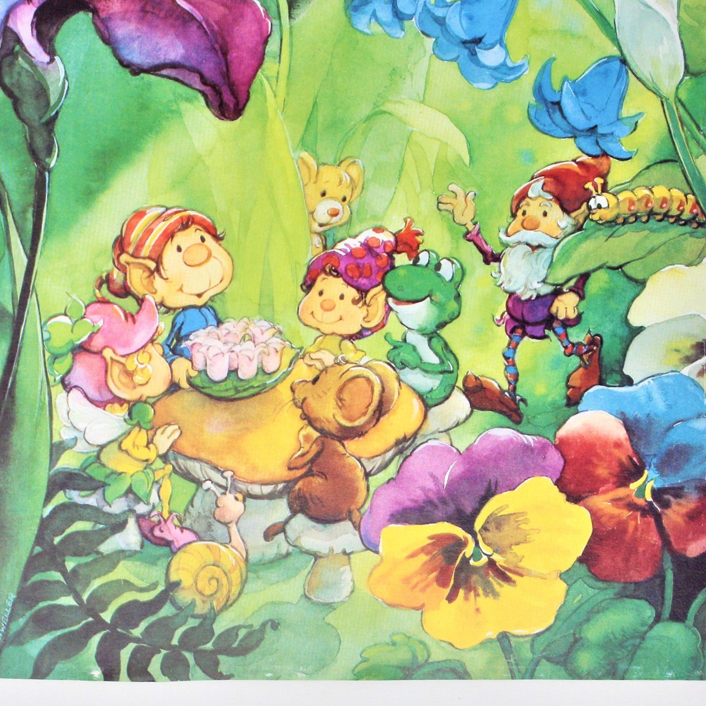 Print, Hallmark Calendar Page, Forest Elves 1984, A friend is..., Vintage
