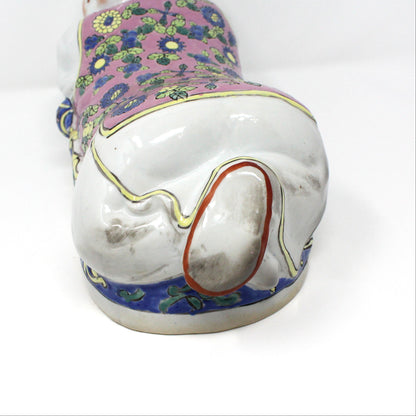 Figurine, Chinese Opium Pillow Headrest, Person Shaped Porcelain, Chinoiserie, Hand Painted, Vintage