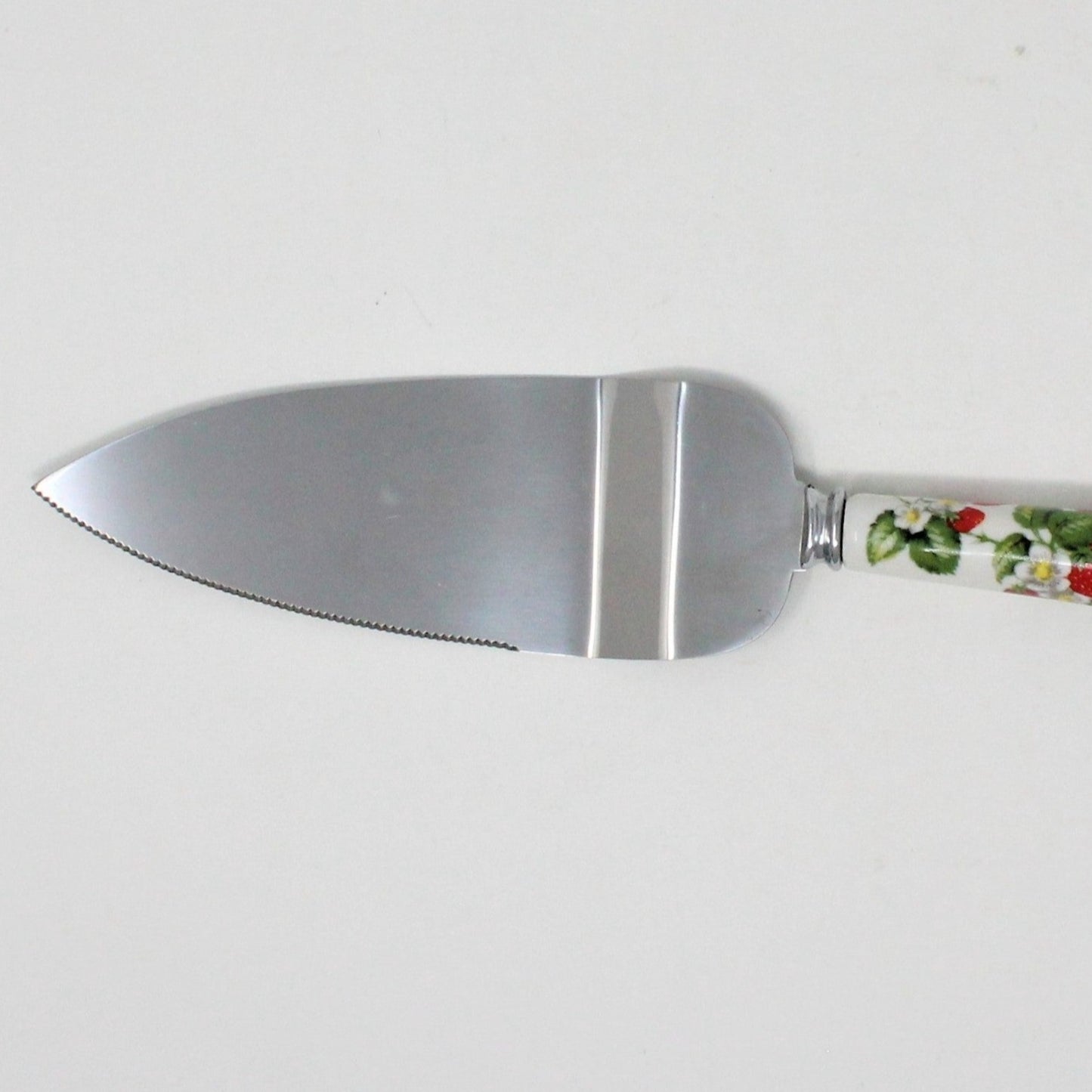 Cake Knife / Lifter, Porcelain Handle Strawberries, Vintage Taiwan