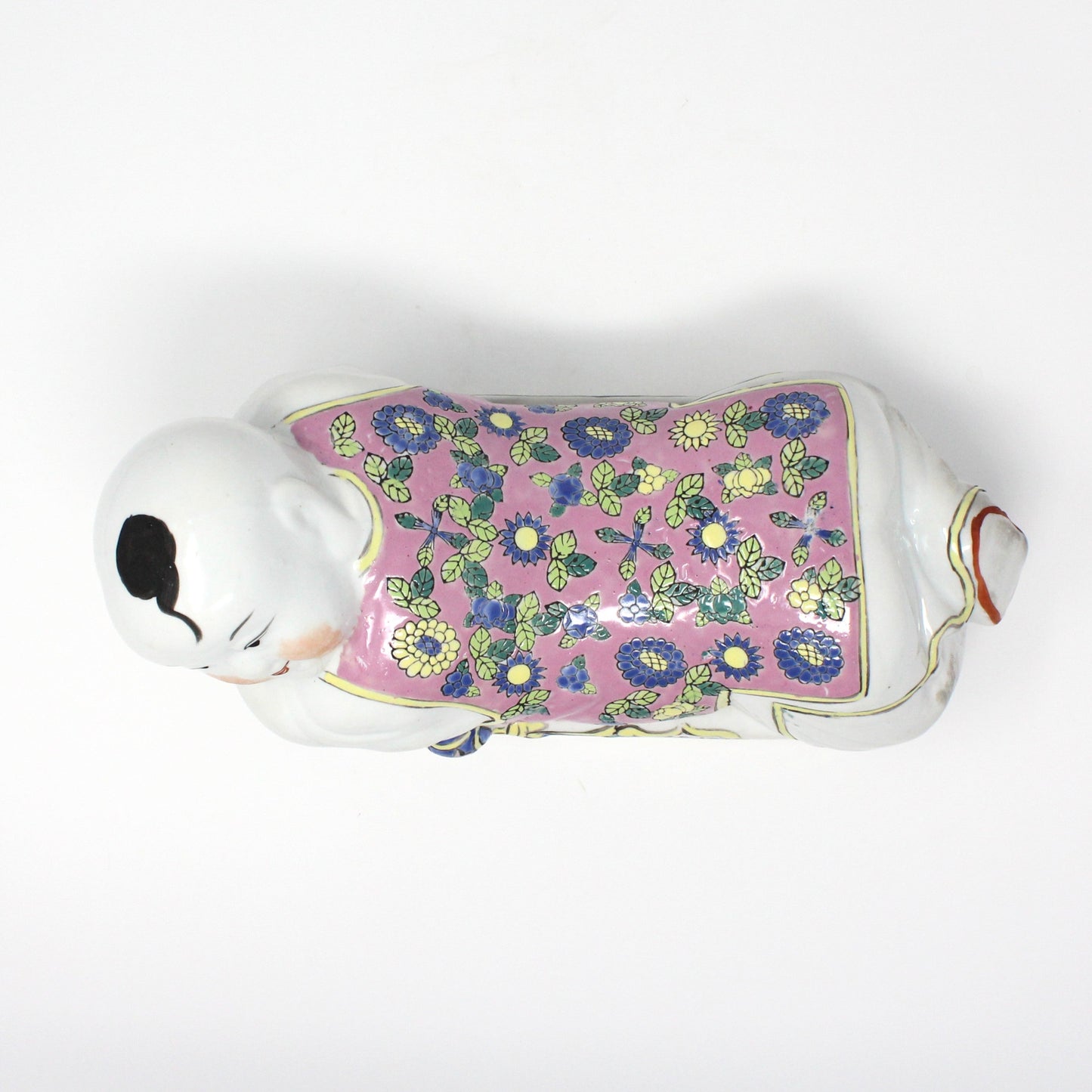 Figurine, Chinese Opium Pillow Headrest, Person Shaped Porcelain, Chinoiserie, Hand Painted, Vintage