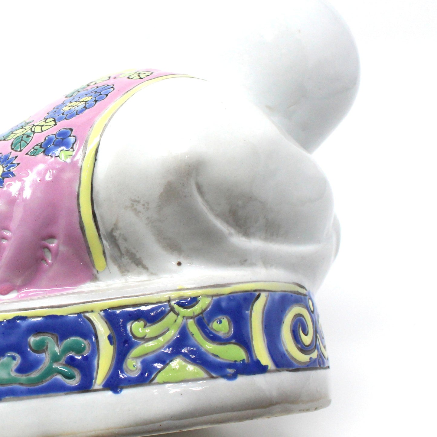 Figurine, Chinese Opium Pillow Headrest, Person Shaped Porcelain, Chinoiserie, Hand Painted, Vintage
