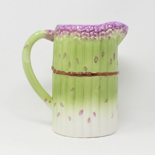 Pitcher, Albert Kessler & Co, Asparagus Hand Painted Pitcher Ceramic, Vintage