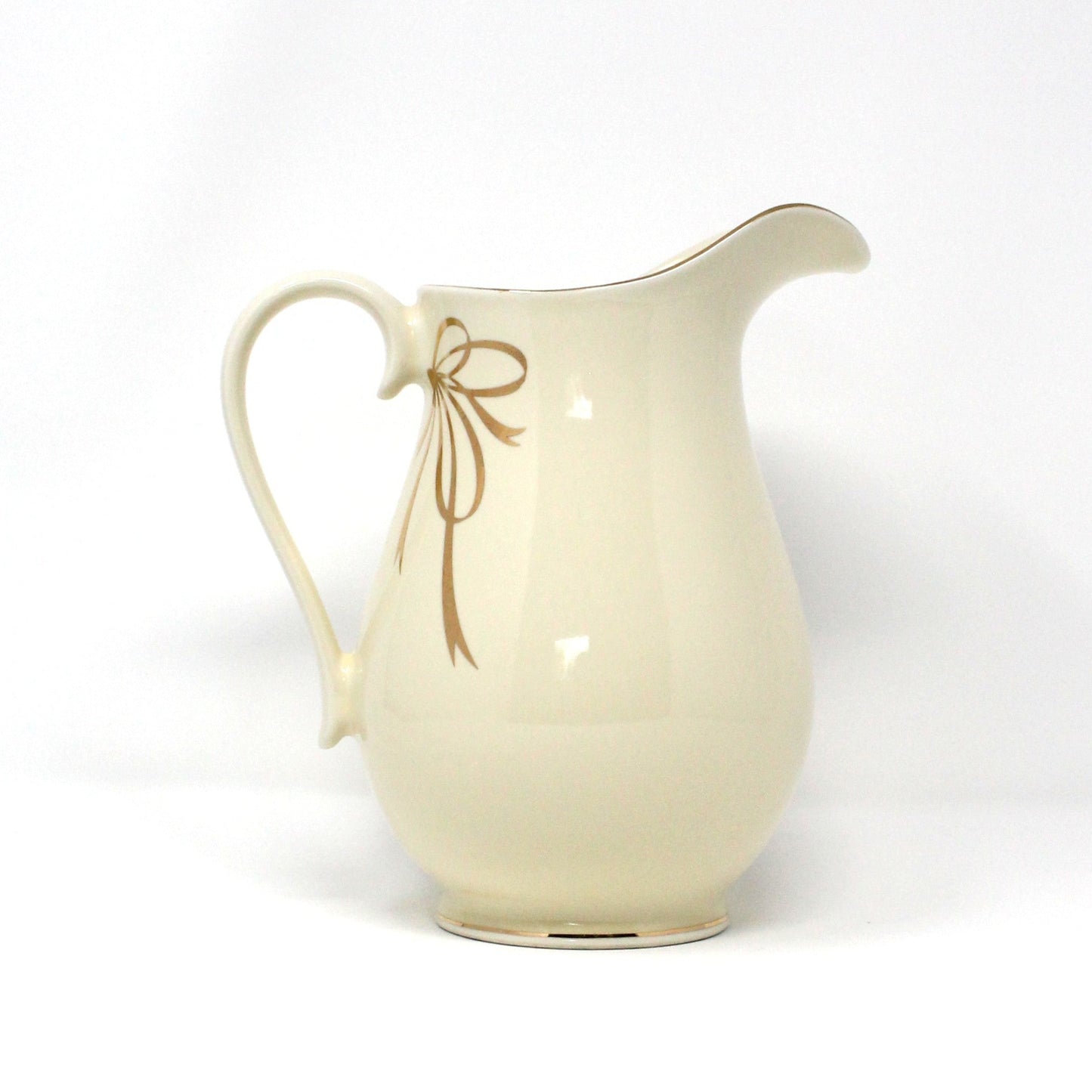 Pitcher, Teleflora, Gift Pitcher, Gold Ribbon Bow, Japan Porcelain, Vintage