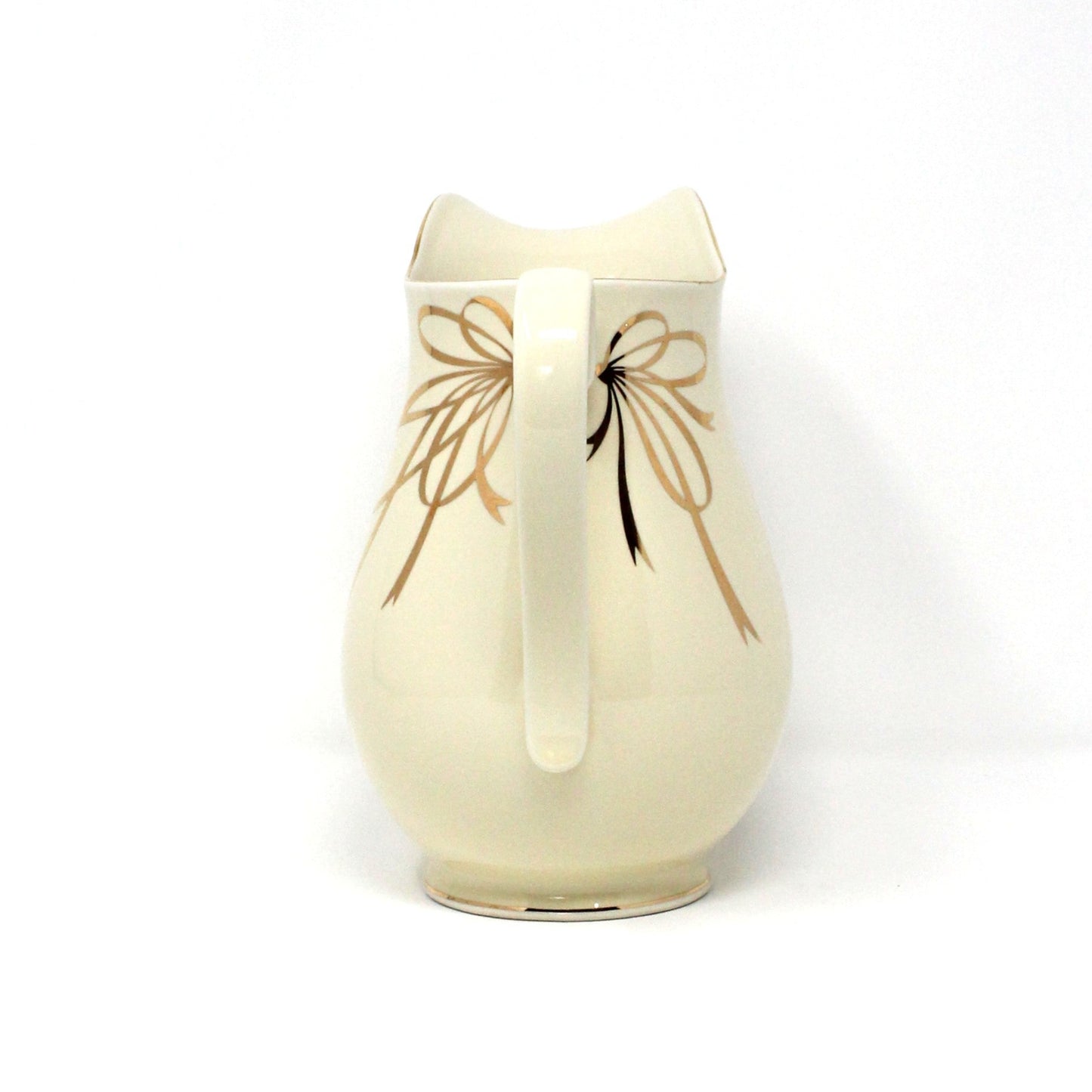 Pitcher, Teleflora, Gift Pitcher, Gold Ribbon Bow, Japan Porcelain, Vintage