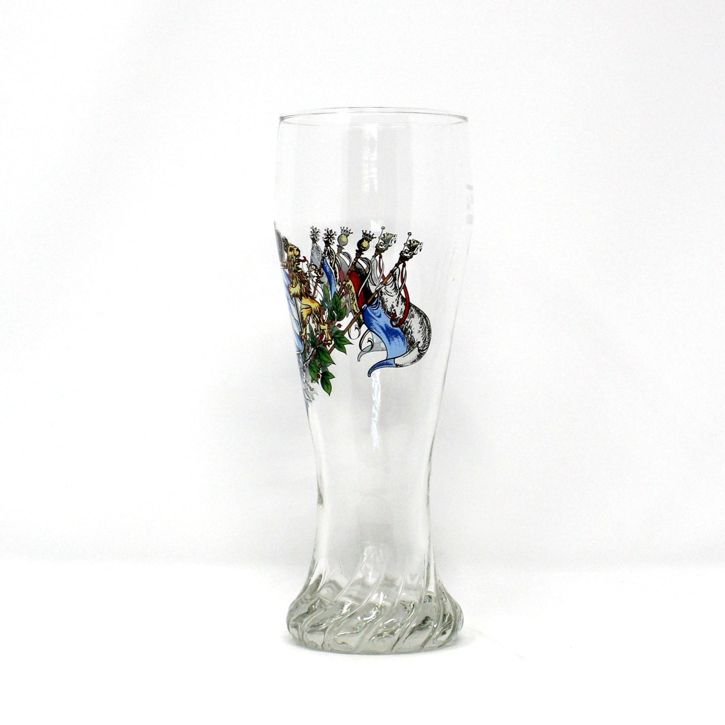 Beer / Pilsner Glass, Bavarian Lion Crest, Wittelsbach Dynasty, Swirled Base, Vintage