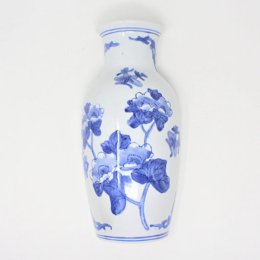 Planter / Wall Pocket Vase, Oriental Blue and White Floral