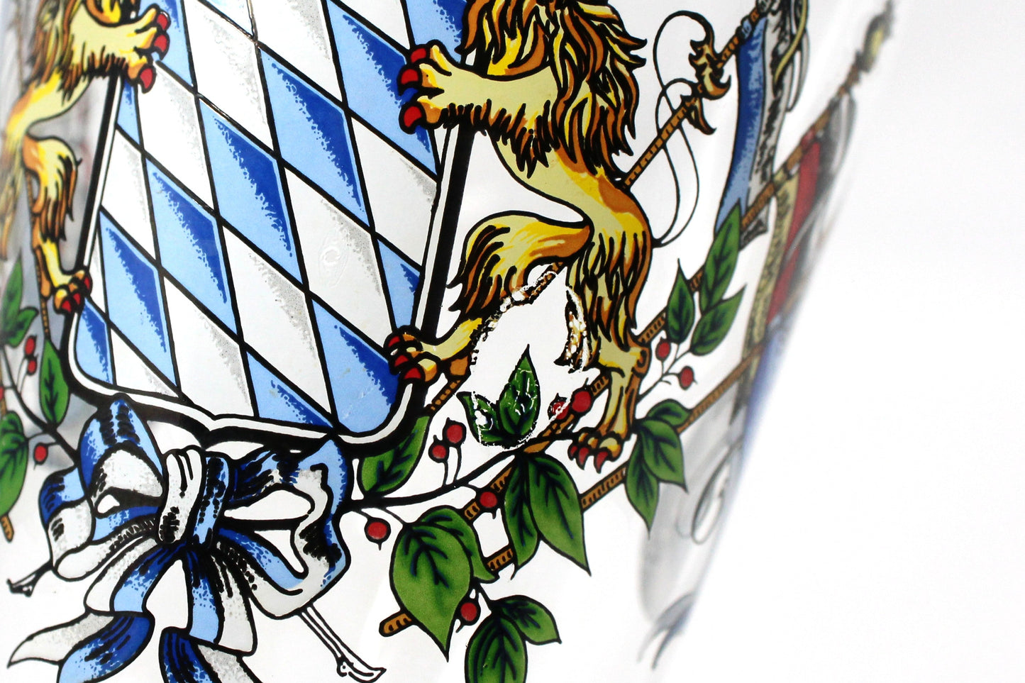 Beer / Pilsner Glass, Bavarian Lion Crest, Wittelsbach Dynasty, Swirled Base, Vintage