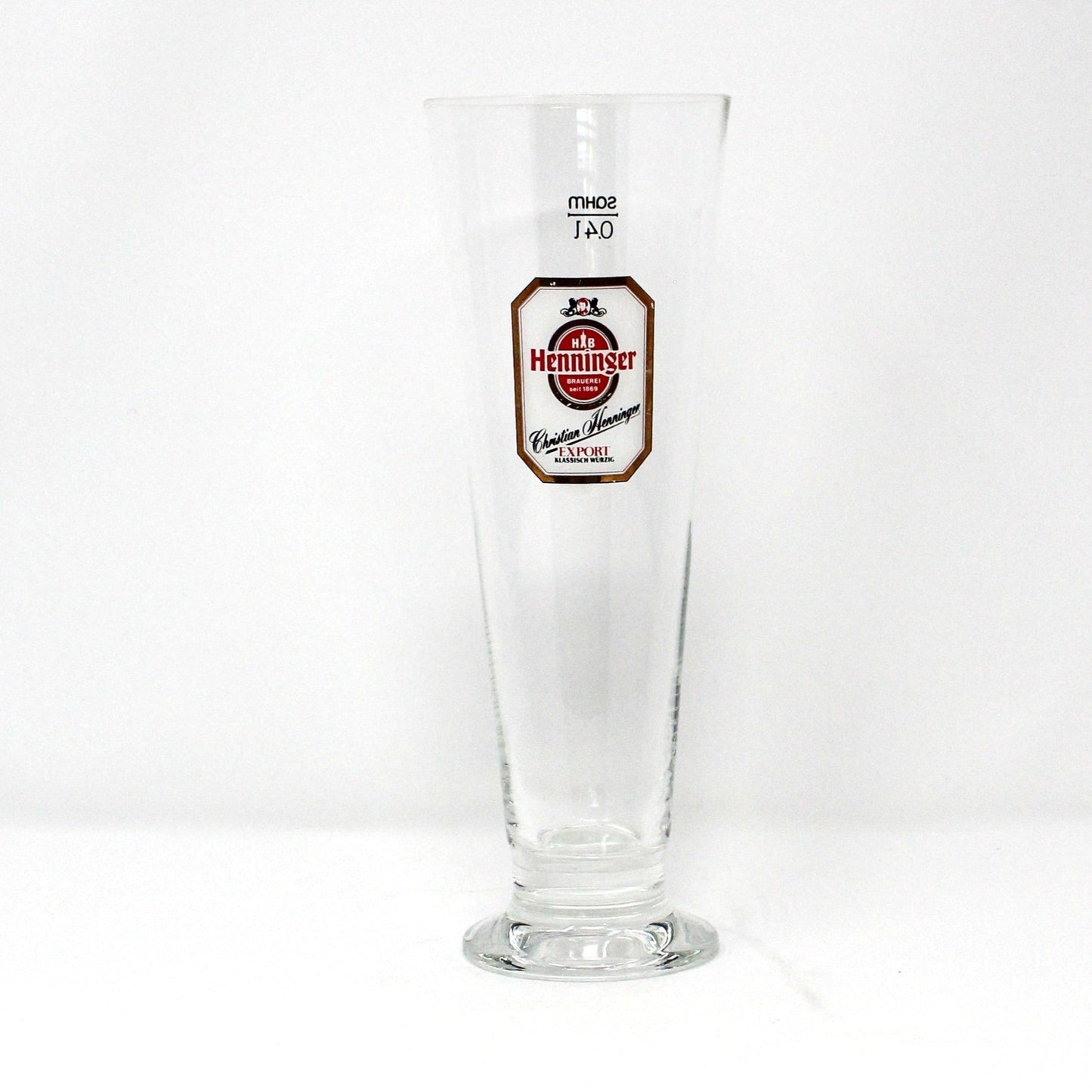 Beer / Pilsner Glass, Christian Henninger Export Logo, Beer Flute, Advertising, Vintage