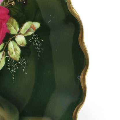 Decorative Plate, Tirschenreuth Bavaria, Pink Roses in Vase, Gold Encrusted Floral, Germany Antique