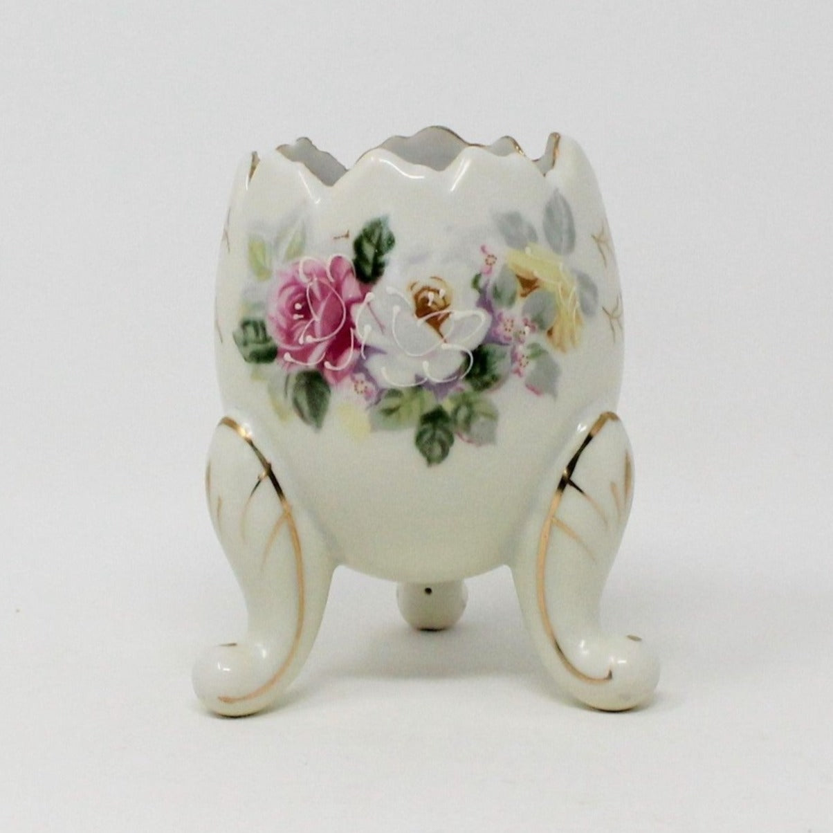 Vase, Inarco, Footed Egg, Roses, Vintage 1962