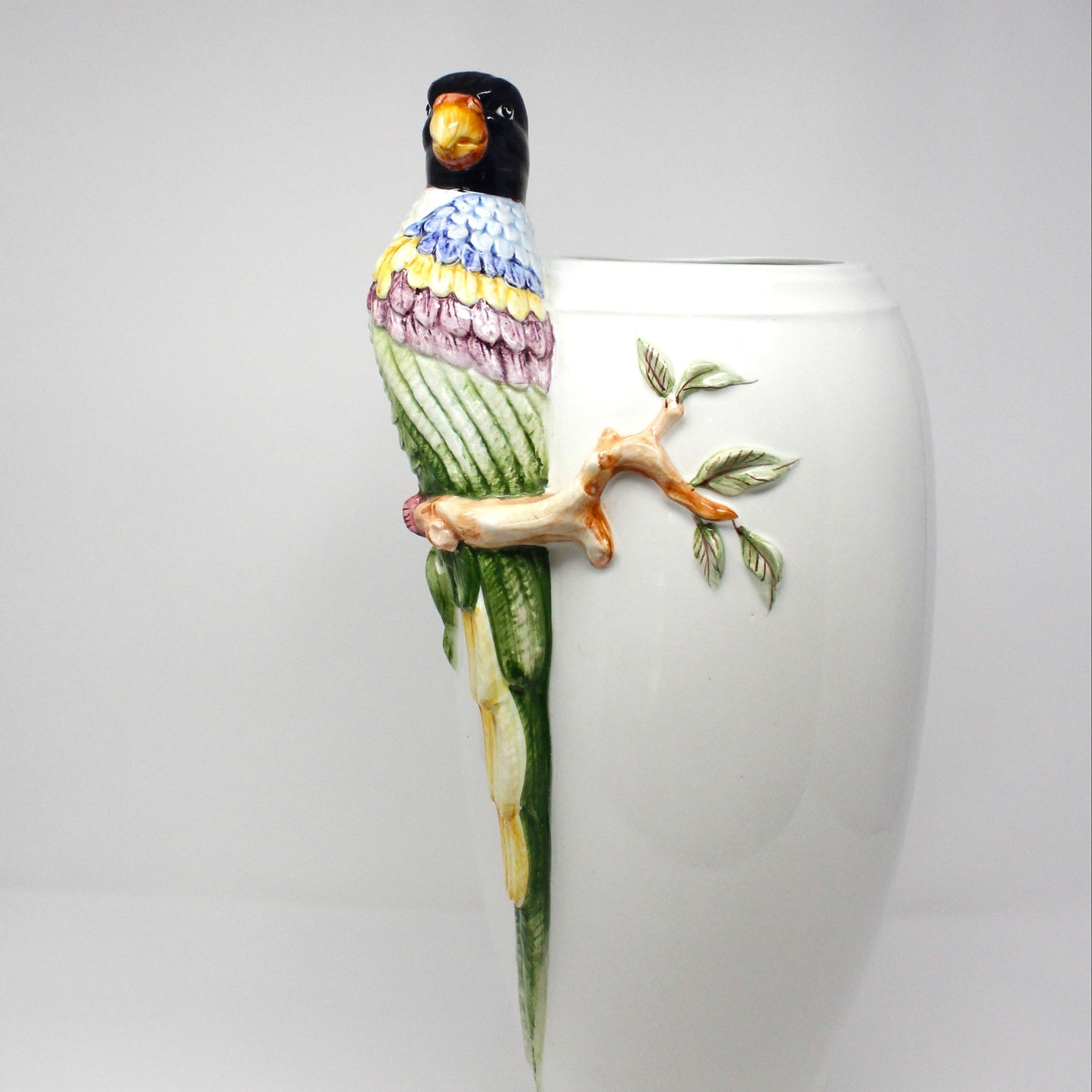Vase, Oggetti Italy, Tropical Dimensional Parrot, Hand Painted, Vintage RARE