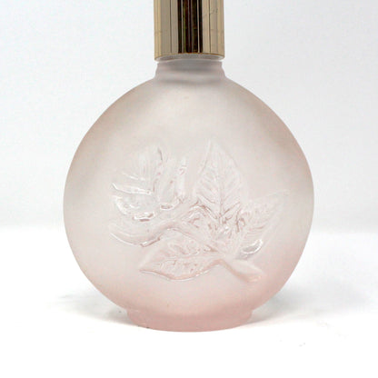 Perfume Bottle, Enesco, Frosted Pink Glass with Debossed Floral Imprint, Spray Top, Vintage