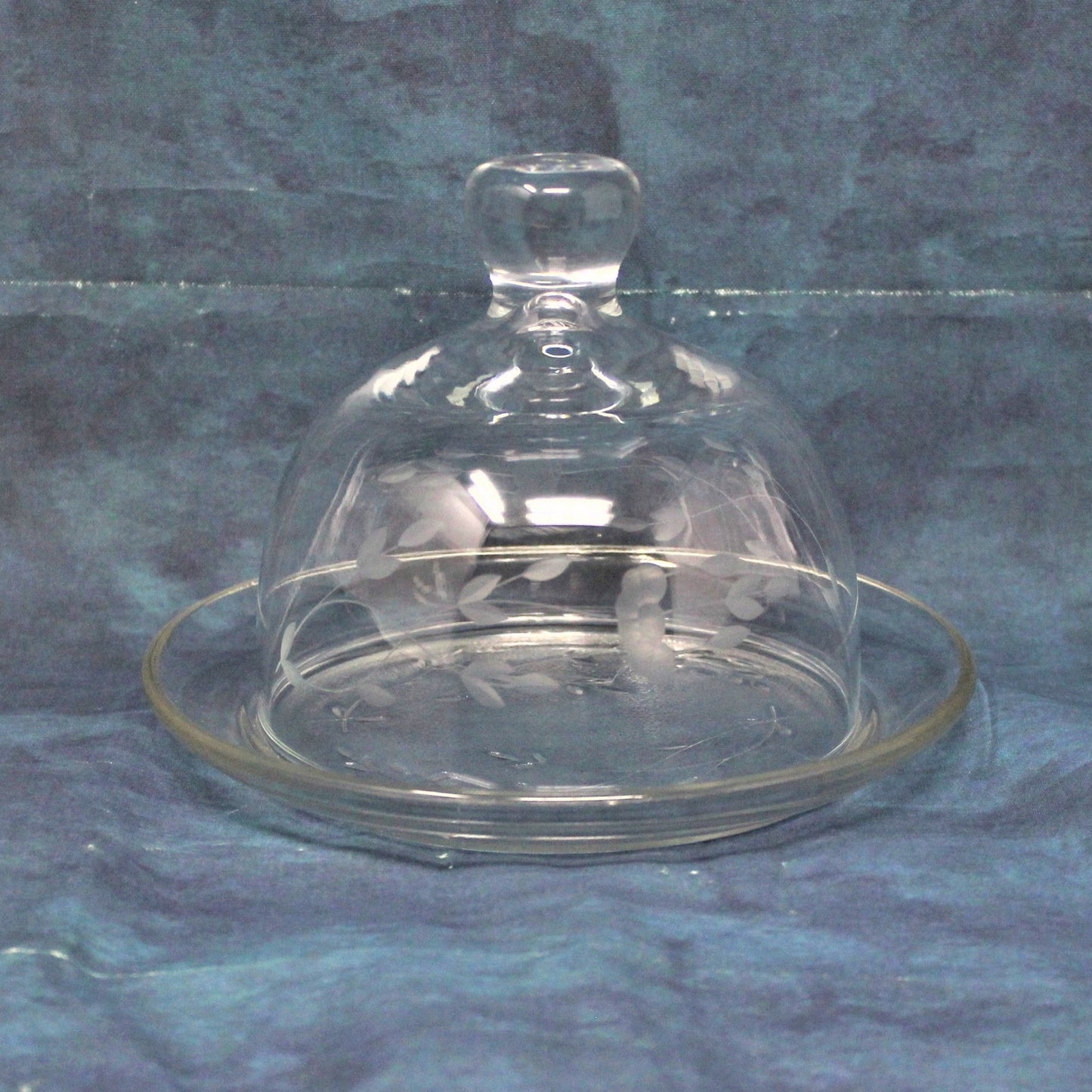 Butter Dish, Princess House, Heritage Collection, Etched Glass, Round, Vintage, SOLD