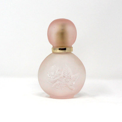 Perfume Bottle, Enesco, Frosted Pink Glass with Debossed Floral Imprint, Spray Top, Vintage