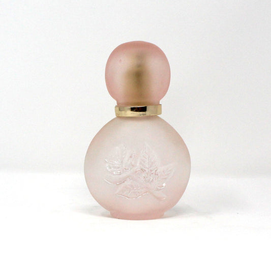 Perfume Bottle, Enesco, Frosted Pink Glass with Debossed Floral Imprint, Spray Top, Vintage