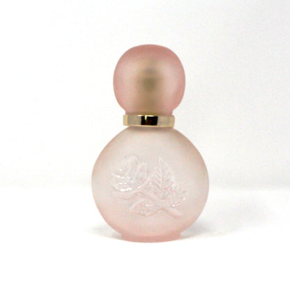 Perfume Bottle, Enesco, Frosted Pink Glass with Debossed Floral Imprint, Spray Top, Vintage