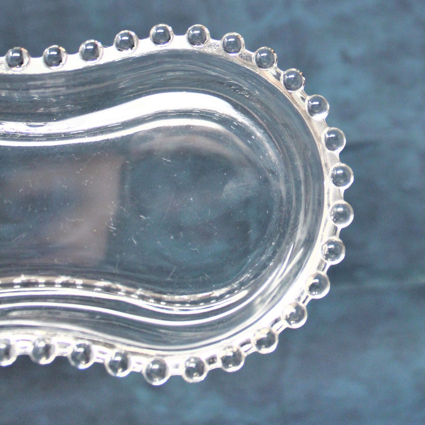 Creamer and Sugar with Tray, Imperial Glass, Candlewick Clear, Beaded Boopie Glass, Vintage