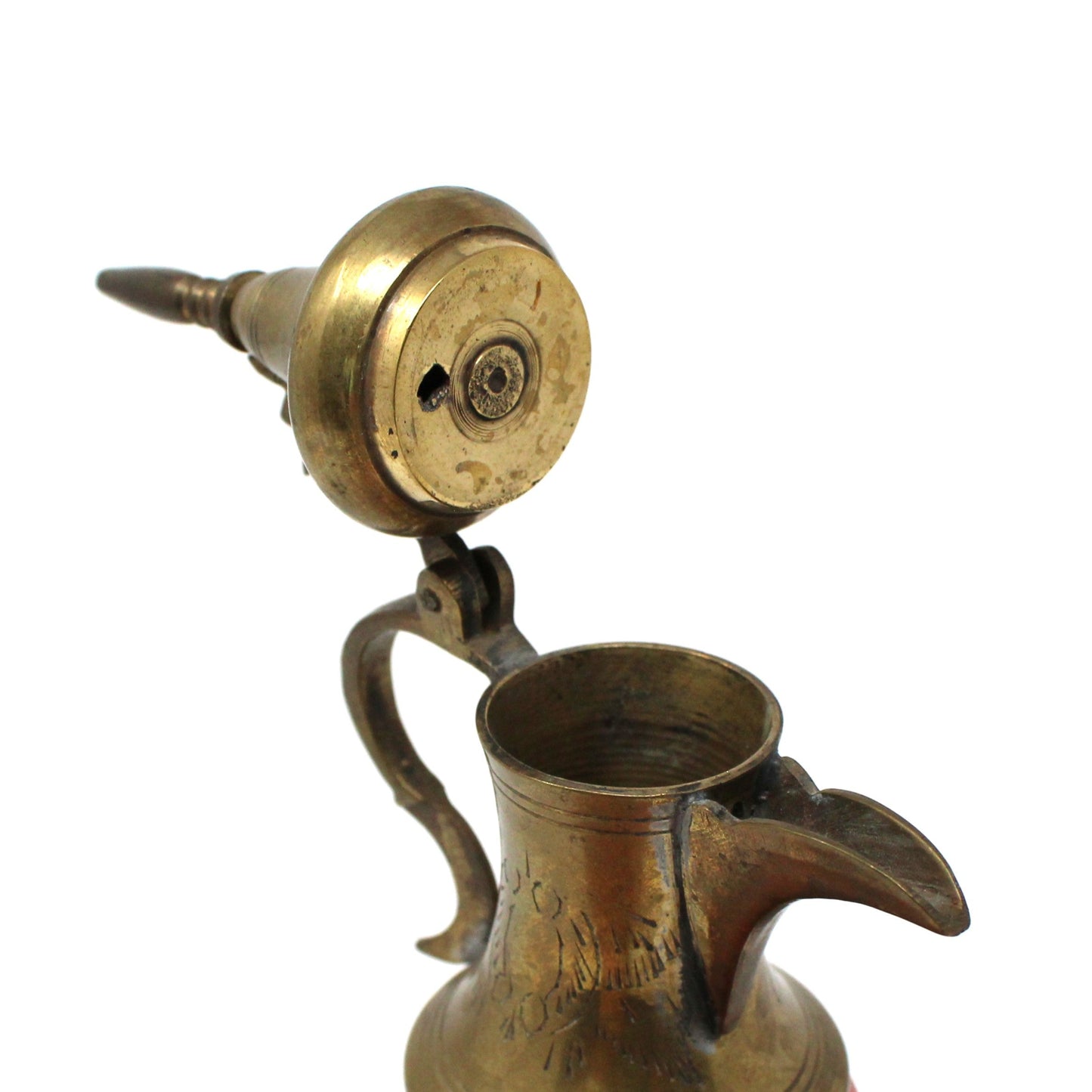 Coffee Pot, Middle Eastern Dallah, Hand Carved Brass, Arabic Coffee Pot, Vintage 5"