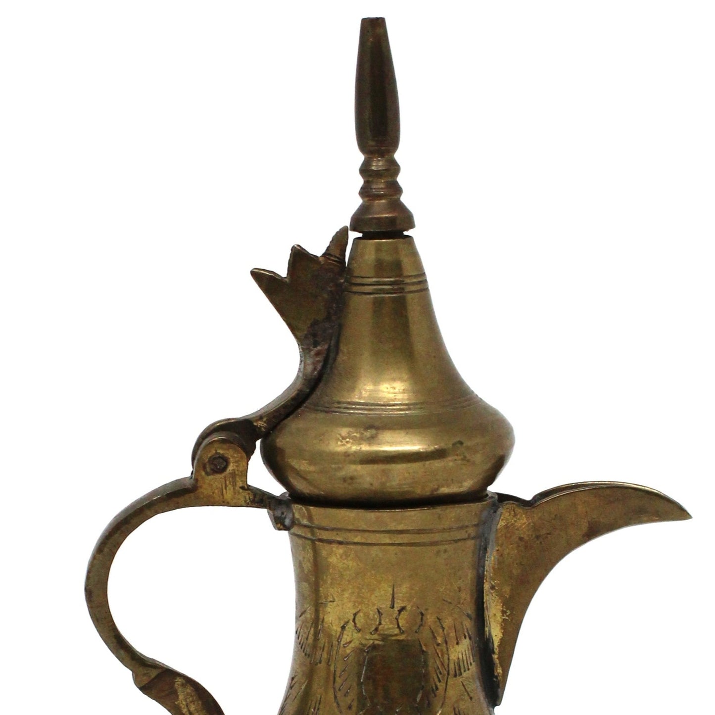 Coffee Pot, Middle Eastern Dallah, Hand Carved Brass, Arabic Coffee Pot, Vintage 5"
