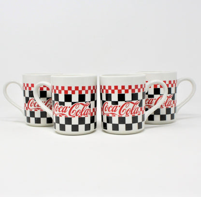 Mugs, Gibson, Coca Cola, Racing Checkers Black/Red, Set of 4