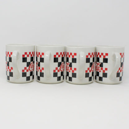 Mugs, Gibson, Coca Cola, Racing Checkers Black/Red, Set of 4