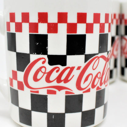 Mugs, Gibson, Coca Cola, Racing Checkers Black/Red, Set of 4
