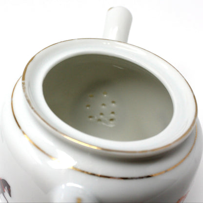 Teapot, Victorian Couple on Horse-Drawn Carriage, Golden China ROC, Vintage