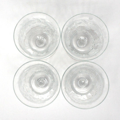 Glasses, Cocktail / Wine / Juice Glasses, Footed, Cut / Etched Crystal Florals, Optic Glass, Set of 4,  Vintage