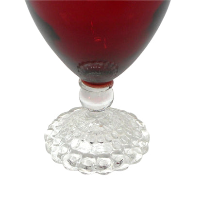 Glasses, Cocktail Stemware, Anchor Hocking, Bubble Foot Ruby, Stemmed, Set of 5, Mid Century, Claret, Vintage