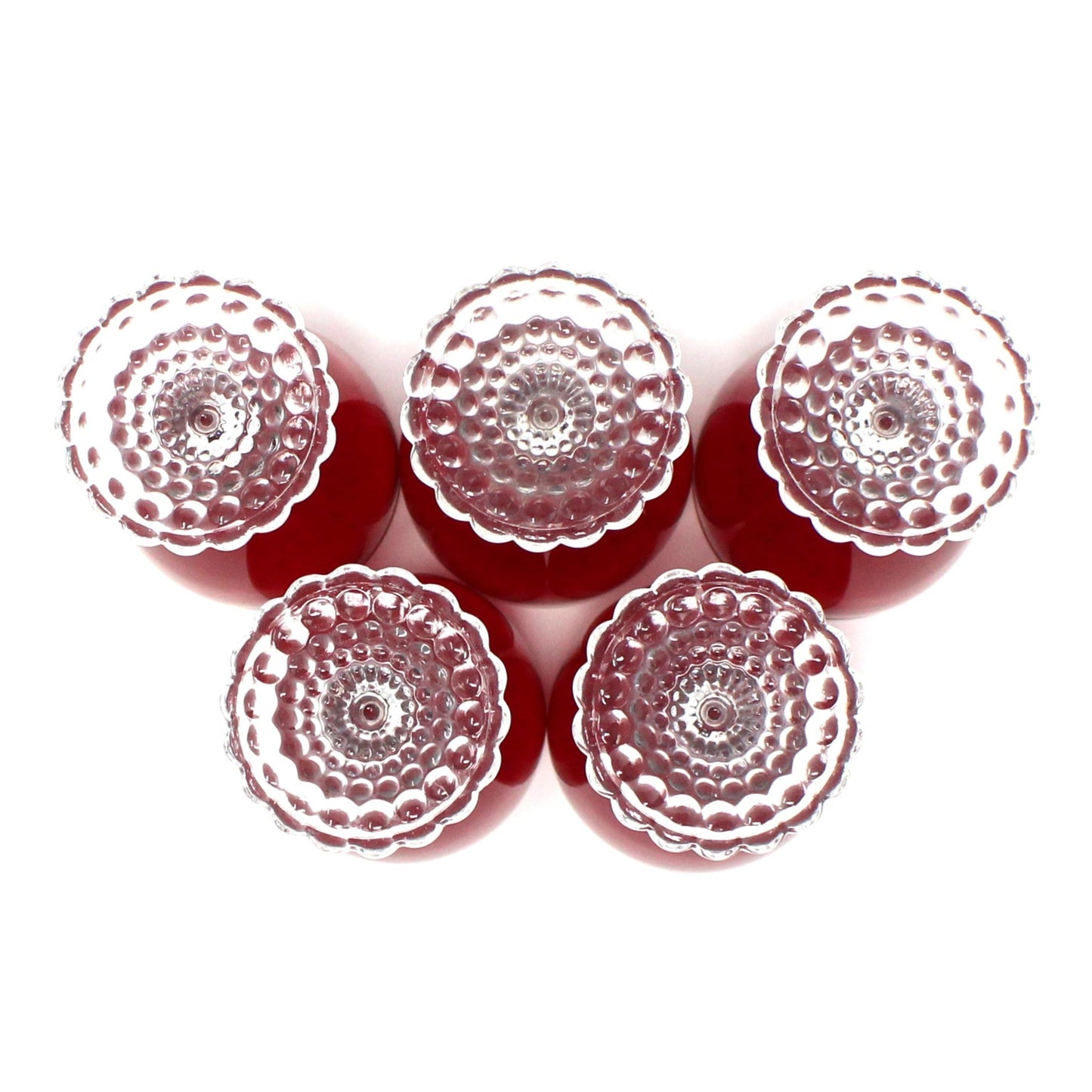 Glasses, Cocktail Stemware, Anchor Hocking, Bubble Foot Ruby, Stemmed, Set of 5, Mid Century, Claret, Vintage