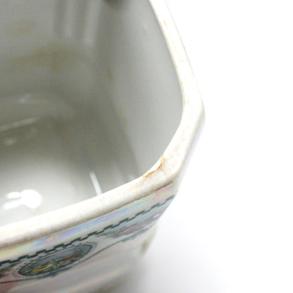 Canister Set, Mepoco Ware, Blue and White Lusterware, Floral Pattern, Set of 6, (12 Pcs), Antique Germany