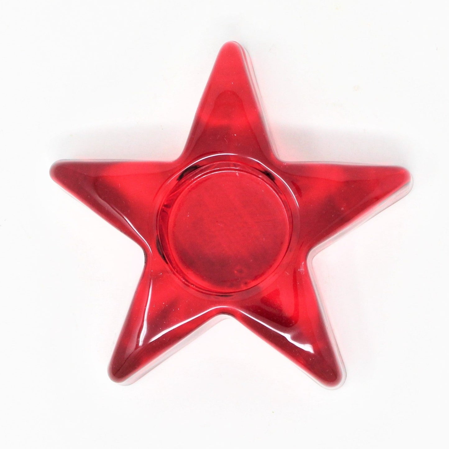 Candle Holder, Ruby Red Star Shaped Tealight Holder, Red Glass