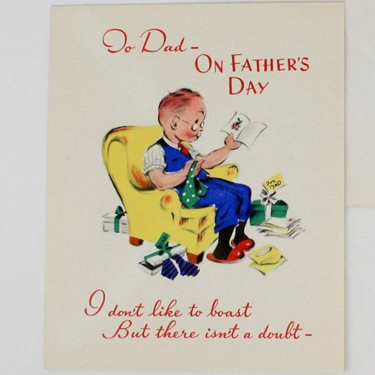 Greeting Card / Father's Day, Volland, Original Vintage 1940's