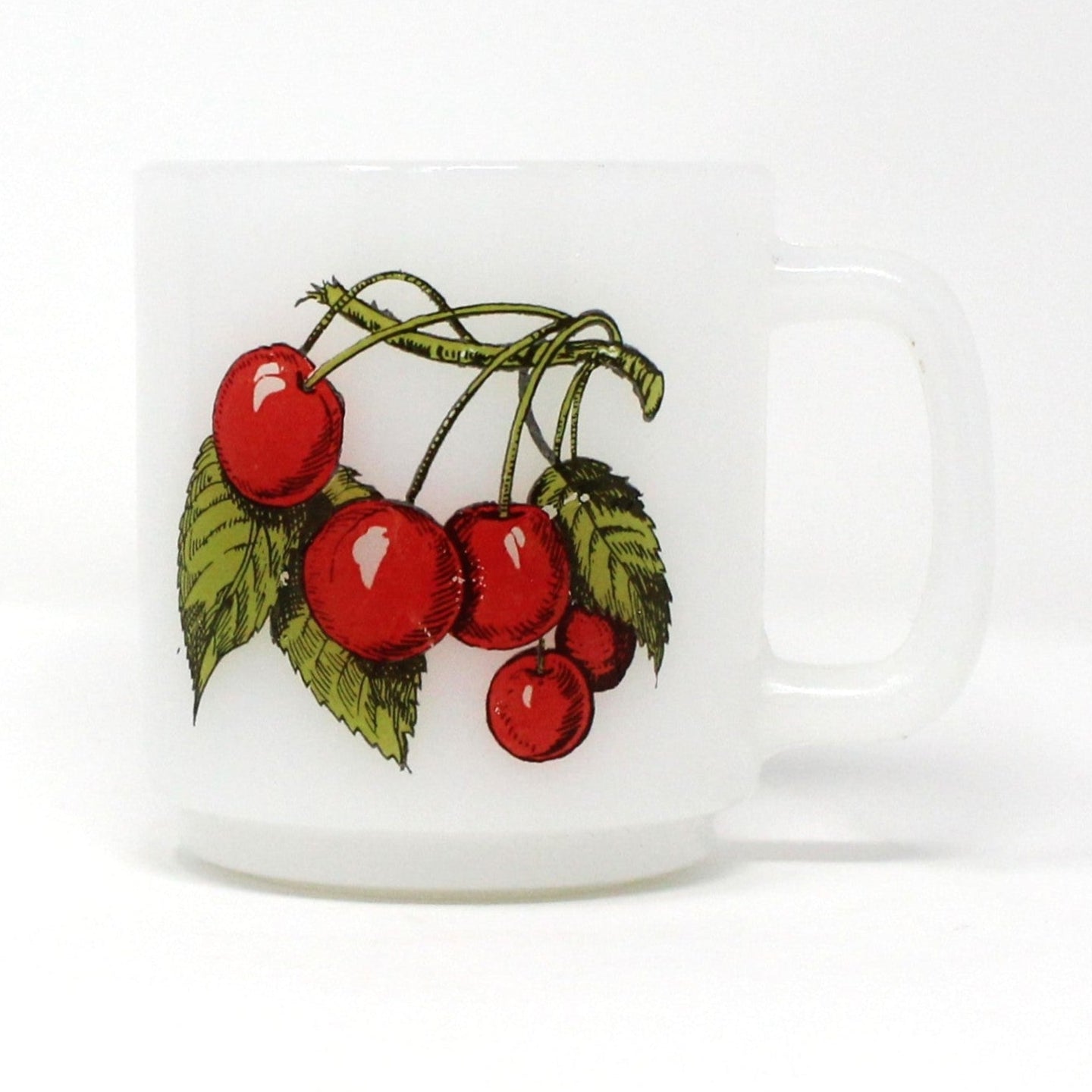 Mug, McKee, Glasbake Cherries / Cherry, Milk Glass, Vintage
