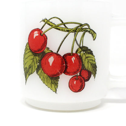Mug, McKee, Glasbake Cherries / Cherry, Milk Glass, Vintage