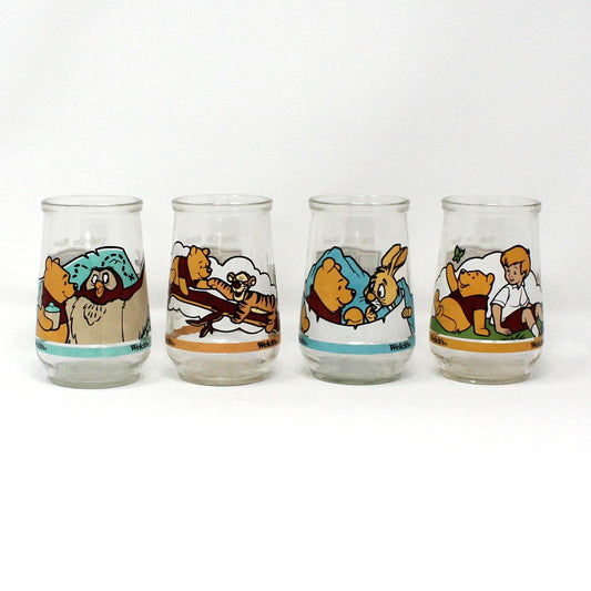 Juice Glasses, Welch's Jelly Jar Glasses, Disney Winnie the Pooh Set of 4, Grand Adventure, Vintage