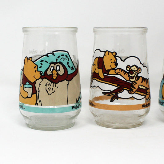 Juice Glasses, Welch's Jelly Jar Glasses, Disney Winnie the Pooh Set of 4, Grand Adventure, Vintage