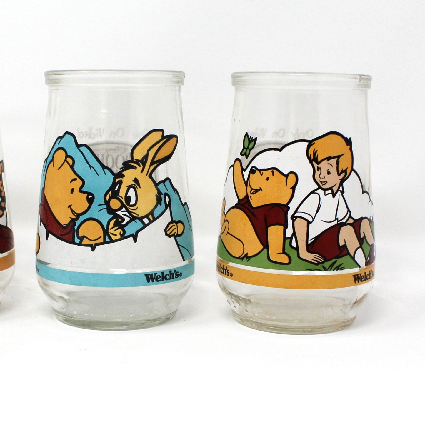 Juice Glasses, Welch's Jelly Jar Glasses, Disney Winnie the Pooh Set of 4, Grand Adventure, Vintage