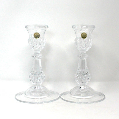 Candle Holders, Cristal D'Arques, Longchamp Clear Pattern, France Crystal, Vintage Set of 2