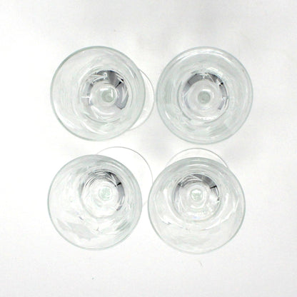 Glasses, Cocktail / Sherry / Liqueur Glasses, Blown Glass, Etched Florals & Leaves, Set of 4, Toscany, Vintage Romania