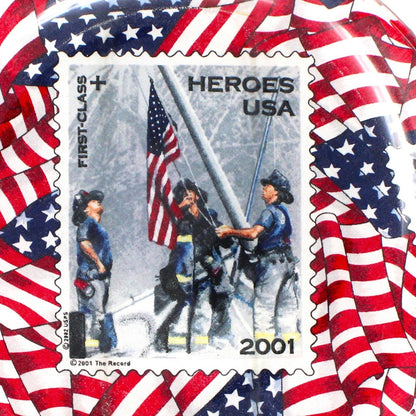 Decorative Plate, 2001 Fire Fighter Hero's Large Stamp, Honoring Fire Fighters, Americana Wall Plate