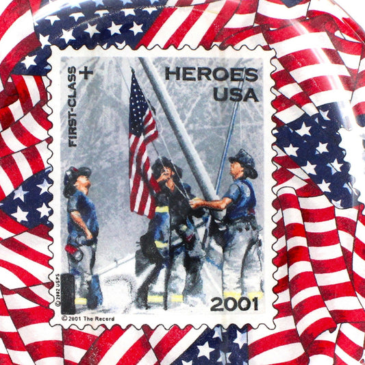 Decorative Plate, 2001 Fire Fighter Hero's Large Stamp, Honoring Fire Fighters, Americana Wall Plate