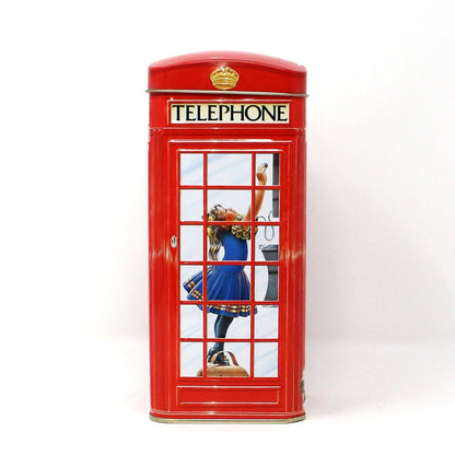 Coin Bank, Churchill’s, English Telephone Booth, Kids in Phone Booth Collectible Tin, Vintage England